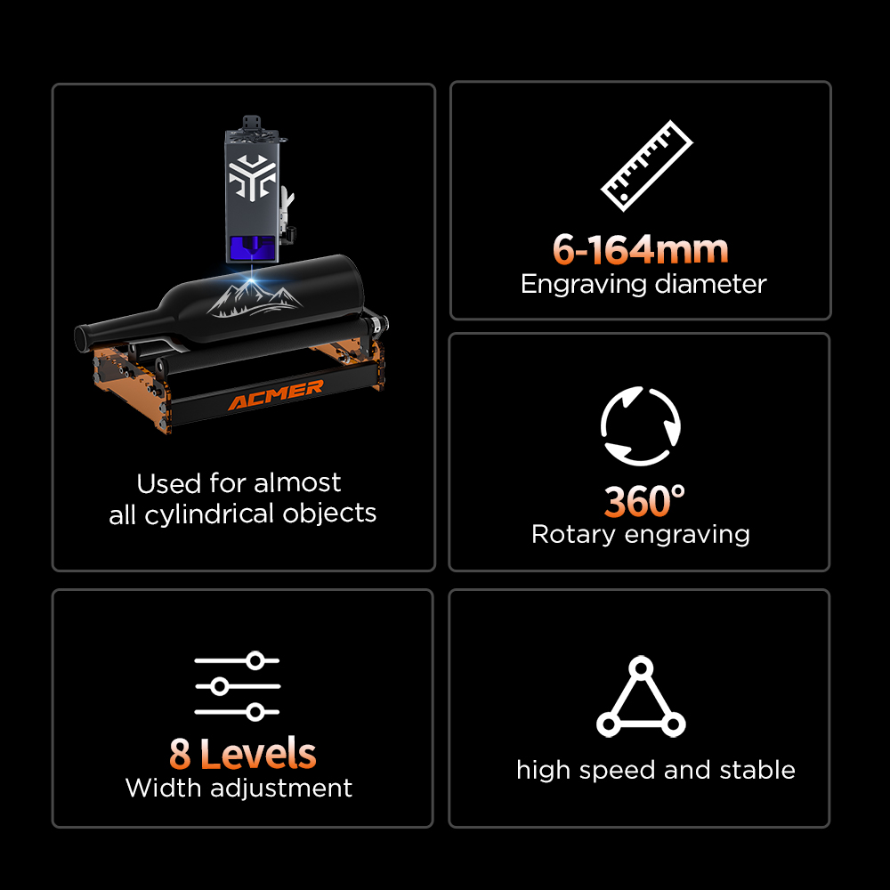 أسطوانة ليزر دوارة ACMER M3 36 - مراجعة Laser Engraving Software وسعره